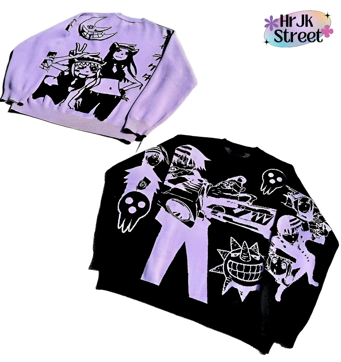 Soul Eater Oversized Gothic Harajuku Anime Y2K Sweaters | Casual yet daring, perfect for fans of 2000s fashion and bold streetwear!