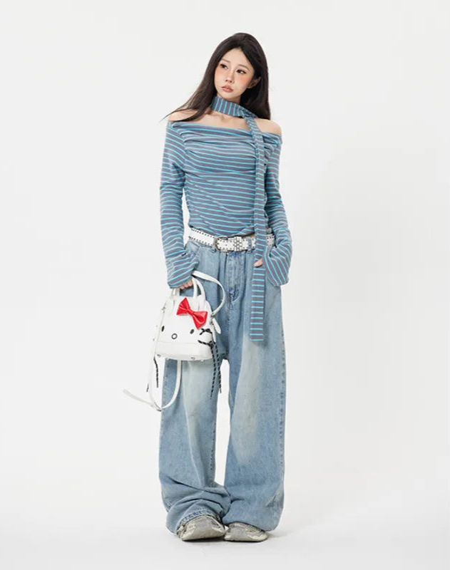 Hello Kitty High Waist Baggy Jeans