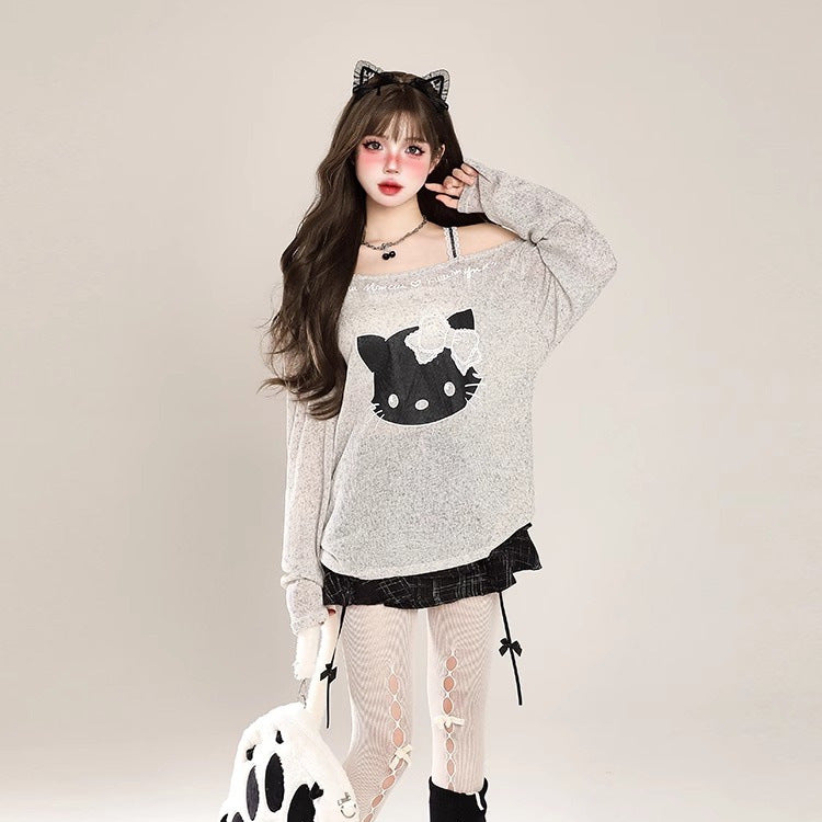 Hello Kitty Off-Shoulder Long-Sleeved Top