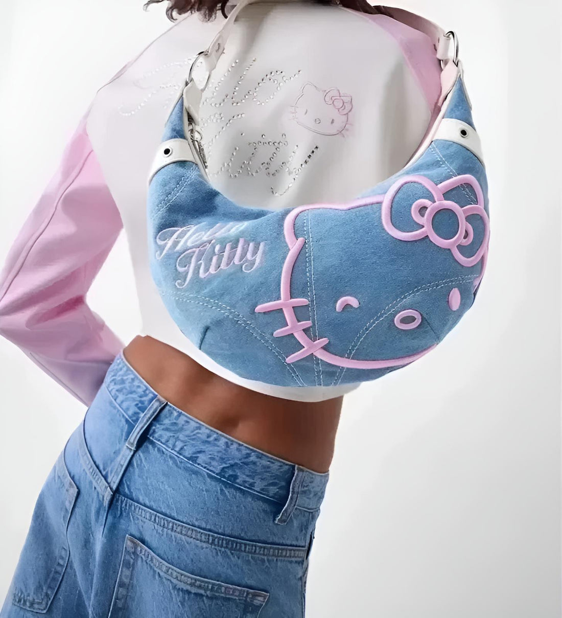 Hello Kitty Crescent Denim Purse