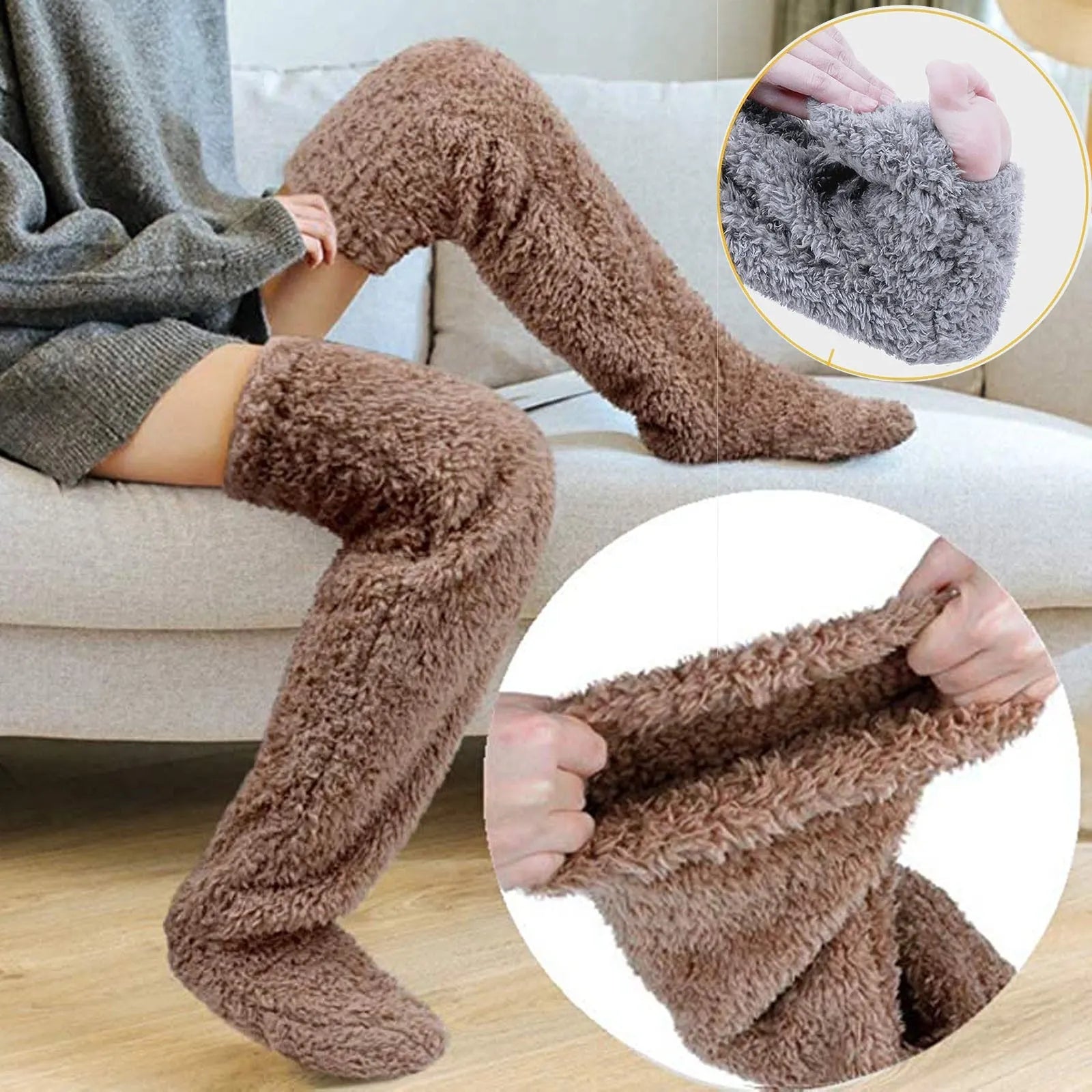 Y2K Gothic Plush Leg Warmers | Long Socks for Women (One Size)