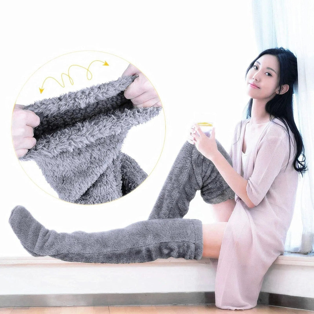 Y2K Gothic Plush Leg Warmers | Long Socks for Women (One Size)
